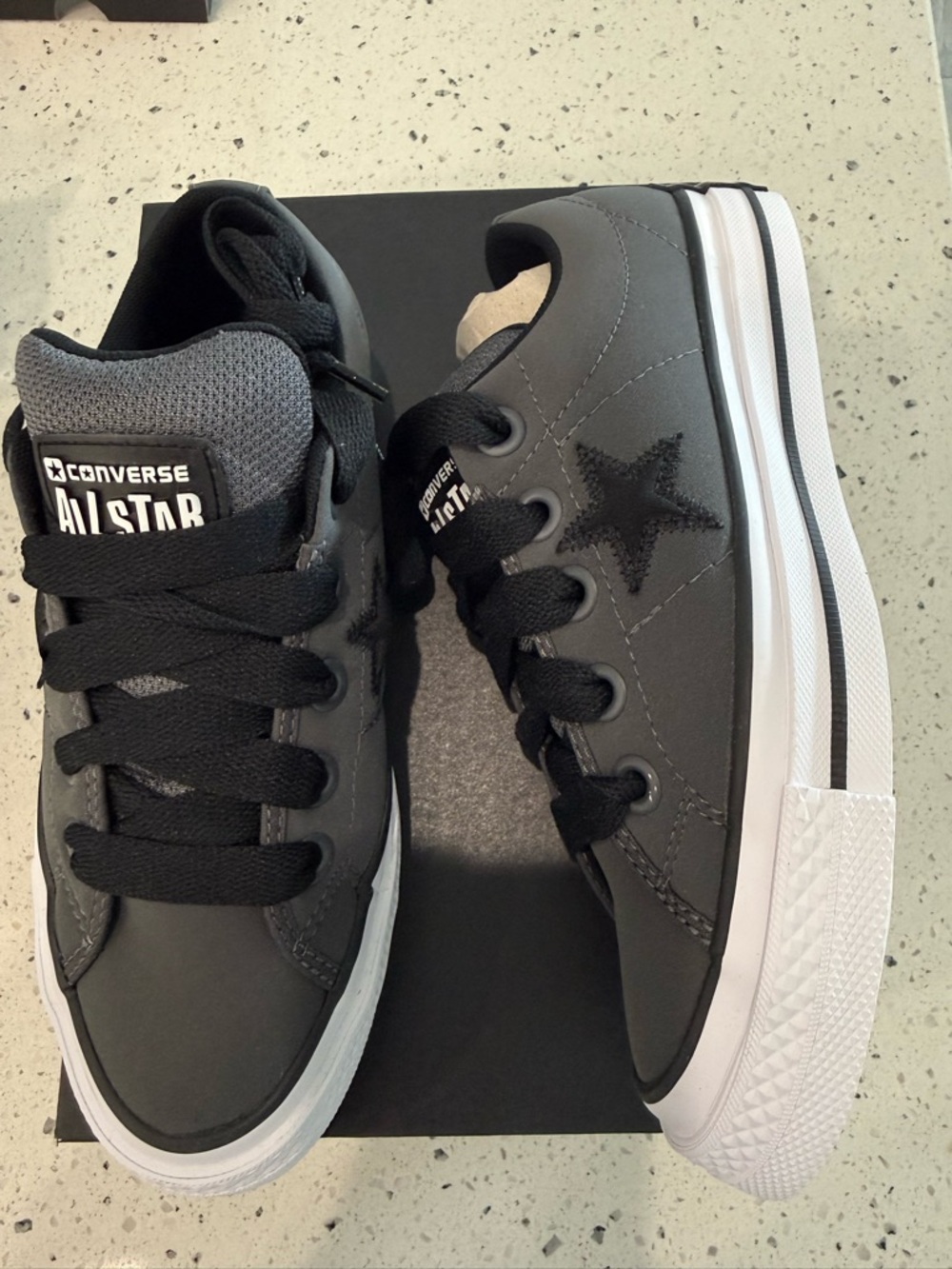 New mens Converse Sz 5 Grey and Black Shoes Womens Sz 6.5